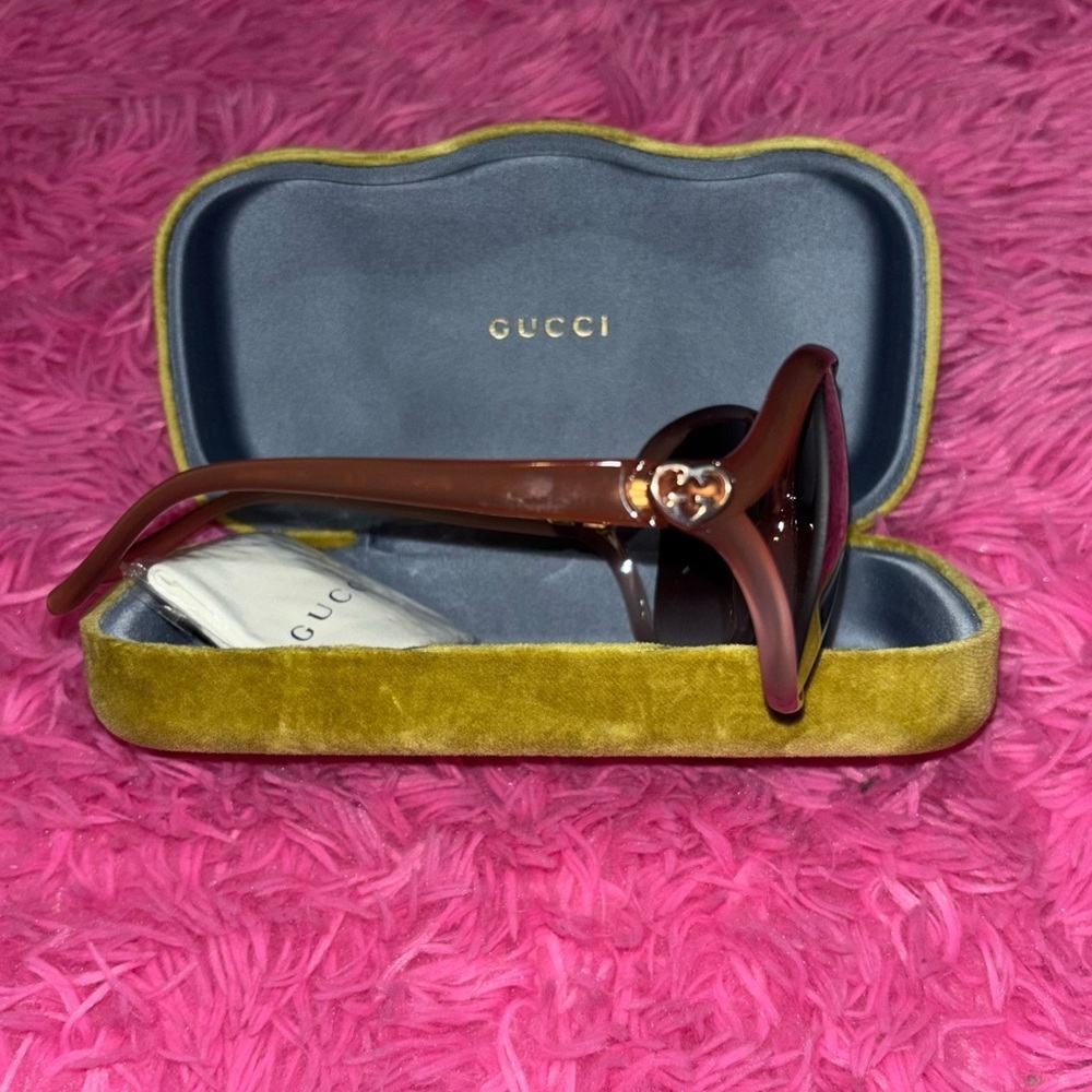 Gucci Oversized Square Dark Brown Sunglasses - Picture 11 of 12